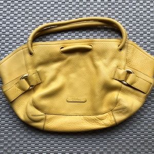 Cole Haan Denney Yellow Beige Leather Tote